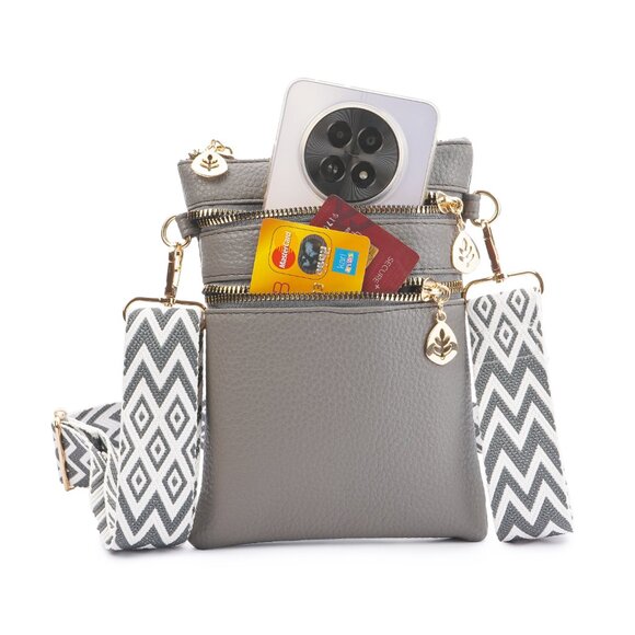 Artizanni Womens Crossbody Vegan Clutch Purse Satchel with Guitar Strap (Grey) - Picture 7 of 12